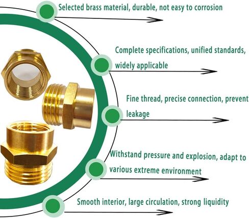 AOPANDA خرطوم حديقة نحاسي ملولب 1/2 NPT أنثى × 3/4 GHT وصلة تركيب ذكر، محول خرطوم الحديقة، خيط مزدوج ذكر وأنثى 1/2 NPT أنثى × 3/4 GHT ذكر أنبوب (عبوتان) in Kuwait