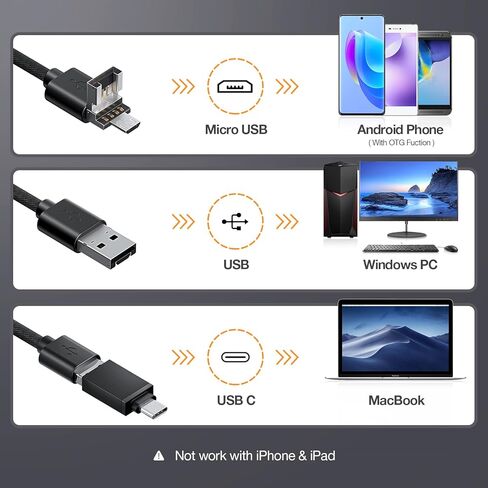 بندقية USB Borescope-Focus & Fold، Teslong NTG200H 0.2 بوصة برميل تتحمل نطاق بندقية تنظيف الكاميرا مع التركيز اليدوي، قضيب صلب قابل للطي 26 بوصة، ضوء LED يناسب .22 عيار وأسلحة نارية أكبر in Kuwait