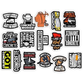 Concrete Finisher 16 pcs Sticker Pack Laminated Vinyl Waterproof Stickers Mason Cement