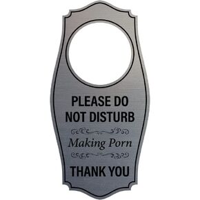 Signs ByLITA Please Do Not Disturb. Making Porn. Thank You Door Hanger - Black Gold, 4" x 8"