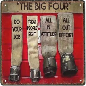 The Big Four Firefighter Do Your Job Firefighter Vintage Metal tin Sign Art Plaque Wall Decor Look Funny Gifts for Home Kitchen Garage Bathroom Farm Garden Bar Cafe Metal Posters 12x12 Inch
