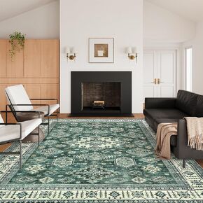 Valenrug 5x7 Area Rug - Machine Washable Rugs for Living Room, Anti Slip Area Rug, Stain Resistant Bedroom Rug (5'x7', TPR66-Apricot)
