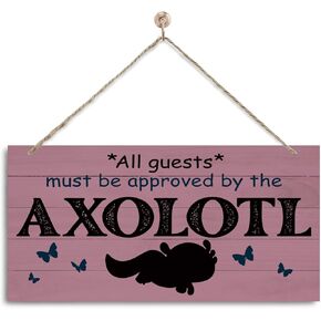 Axolotl Sign, Rustic Door Sign, Novelty Door Gate Hanger, Decorative Wall Plaque, Front Door Wall Decor for Porch, Axolotl Lover Home Decor, All Guests Must Be Approved By the Axolotl Sign in Kuwait
