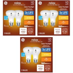 GE Relax 6-Pack R20 45-Watt Equivalent Soft White Dimmable LED Light Fixture Light Bulbs
