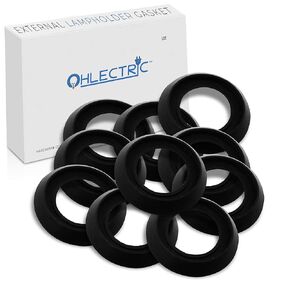 OhLectric OL-72907-10 External Lampholder Gasket, Round Weatherproof Gasket for PAR Lamp Holders - PAR Lamp Protects Socket from Dirt, Debris - Ideal Replacement Outer Gasket-Black (Pack of 10)