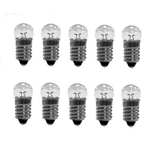 10pcs E10 Mini Light Bulbs 0.3A Physical Electrical Experiment Screw Base Indicator Light Incandescent Bulb Old-Fashioned Flashlight Lamp (2.5V 0.3A)