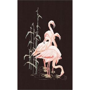 Thea Gouverneur - Counted Cross Stitch Kit - Flamingo - Aida Black - 18 Count - for Adults - 1070.05