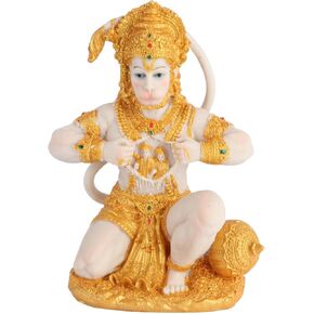 DOITOOL Gold Hanuman Statue Lord Sculpture India Figurine Collection Idol Murti Pooja Sculpture for Home Temple Mandir Car Dashboard Decor