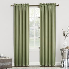 Sun Zero Easton Energy Saving Blackout Rod Pocket Curtain Panel, 40" x 63", Sage Green