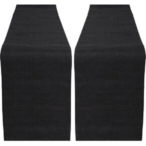 Burlap Table Runner with Sewed Edge Black Jute Fabric Roll for Crafting Wedding Party Decoration - Pack of 2 Each L-108 X W-12