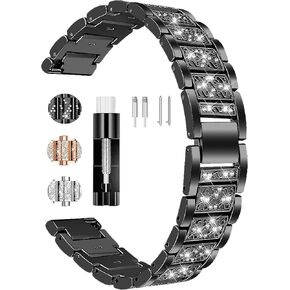 FitTurn Jewelry Bling Bands for Amazfit Bip 5 Band for Women Men, Diamond Rhinestone Bracelet Metal Strap Replacement for Amazfit Bip 5/Pace/Cheetah/Stratos 2 3/GTR 4/GTR 3/GTR 3 Pro/GTR 2/GTR 2e/GTR 47mm smartwatch
