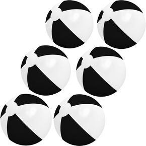 GCQJOQ Beach Balls (6 Pack), 12" Black White Color Inflatable Beach Ball for Summer Water Games Party Supplies