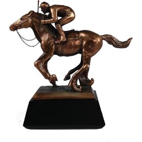 Marian Imports F54079 Jockey On Horse Bronze Plated Resin Sculpture - 10 x 4 x 10 in. by Marian Imports