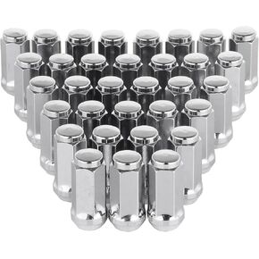 ECCPP M14x1.5 Wheel Lug Nuts 32 Pieces 14X1.5 Thread Silver Chrome Open End Spline Lug Nuts for 2012-2014 for Chevy Silverado 1500 for Toyota for Tundra for GMC Yukon