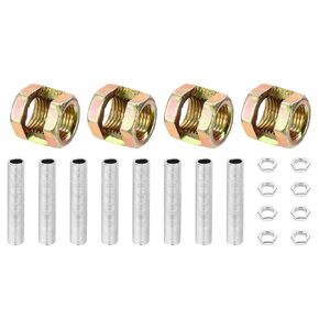 PATIKIL M10 Fine Thread Lamp Pipe Repair Parts Kits, 20 Pcs M10×25 Metal Hexagon Open Coupling Nut with Threaded Pipe and Hex Nut for Lights Extension Rod