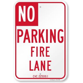 SmartSign 18 x 12 inch “No Parking Fire Lane" Metal Sign, 120 mil Aluminum Composite (ACM), Engineer Grade Reflective Material, Red and White