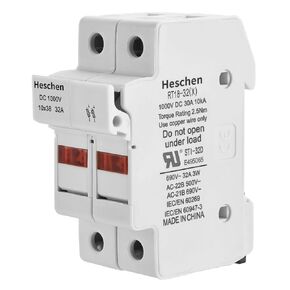 Solar/Photovoltaic Fuse Holder, PV Fuse Holder, RT18-32(X), DC1000V 32A, 2 Pole, Blown Fuse Indication, 35mm DIN Rail Mounting, for ST-10PV 10 * 38mm Fuse