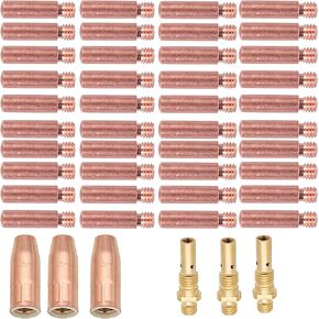 46pcs Mig welding gun parts kit .030" for Lincoln Magnum 100L and Tweco Mini/#1 style standard，40pcs Contact Tips 11-30 0.030" + 3pcs gas nozzles 21-50 1/2" + 3pcs gas diffusers 35-50
