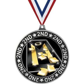 2.75" 2nd Place Cornhole Shadow Medal Award, Silver Trophy Medal Prime