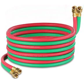 ABN Oxy Acetylene Hose, 50 Foot x 1/4 Inch - B Fitting Twin Cutting Torch Hose for Welding