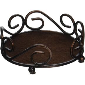 Thirstystone Bronze Cast Iron Scroll Round Coaster Holder 5.13" Diameter Holds 4-4" to 4.25" Round Coasters