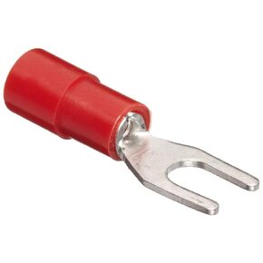 Morris Products 11614 Spade Terminal, Nylon Insulated, Red, 22-16 Wire Size, 6 Stud Size, 100-Pack
