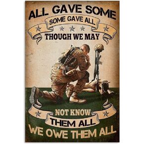 Army Veteran All Gave Some Some Gave All Vintage Tin Sign Home Wall Decor Art Room for Home Office Bedroom Living Metal Funny Decoration Housewarming Gift 6"x 8"