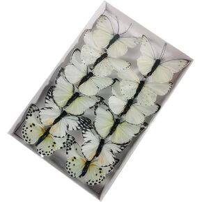YCHTEWY-Feather Fake Butterfly for Craft Decoration Set of 12 with Clip Wedding Home Flower Pot Christmas Party Spring Home Decor Floral……