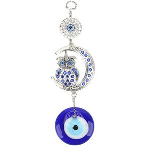 Blue Evil Eye Owl Pendant Decoration, Hanging Ornament Amulet Turkish Evil Eye Ornament for Car, Home and Office for Protection and Blessing