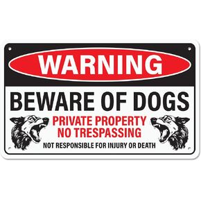 Beware of Dog Sign for Fence, Aluminum Sign with Corner Mounting Holes, Rust-free Aluminum Dog Warning Sign, 10x6