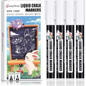 Bunnyclover Chalk Markers, Bold Wet and Dry Erase Marker Pens,Liquid Chalk Markers for Chalkboards, Whiteboard, Signs,Windows, Glass,Mirrors, Window Markers with 6mm Reversible Tip-8colors