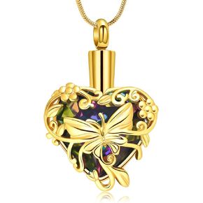 zeqingjw Butterfly Urn Necklaces for Ashes Urn Jewelry for Human Pet Ashes for Women Heart Cremation Necklace for Ashes