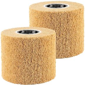 JAPCHET 2 Pack 100 x 120 mm Non-Woven Abrasive Wire Drawing Polishing Burnishing Flap Wheel Brush for Metal Surface Treatment, 120 Grit