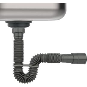 Universal Flexible P Trap Drain Pipe(1-1/2") and The Drain Side is A Straight Drain Tube in 4 Common Sizes