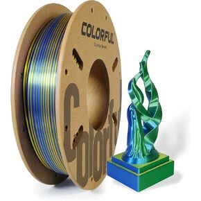 COLORFUL 3D Printer Filament Silk PLA Filament 1.75mm, Triple Color Filament, Clog-Free Shiny 3D Printing Filament 250g Spool(0.55lbs),PLA Silk Filament Gold Green Blue