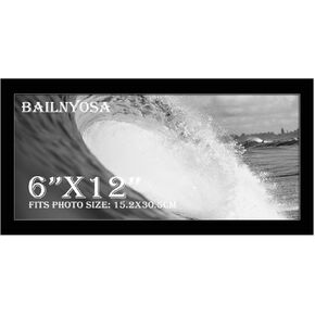 10x4 Frame Black Solid Wood Picture Frame -Panoramic Picture Frame for Wall Decoration, Classic Black Minimalist Style Suitable for Decorating Houses, Offices, Hotels（1 Pack，Black）