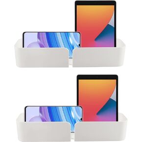 مجموعة Home-X مكونة من منظمي حائط عائمين مع فتحة لشاحن الهاتف، وأرفف لاصقة سهلة التركيب، ومنظمات حائط لجانب السرير أو المطبخ أو المكتب، بطول 25.4 سم × عرض 7.62 سم ​​× ارتفاع 5.08 سم، أبيض in Kuwait