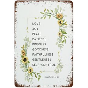Fruit of The Spirit Bible Verse Metal Wall Art, Metal Signs for Decor Vintage Wall Decor, Vintage Tin Sign Posters Coffee Funky Decor, Bar Signs for Home Bar 8 x 12 Inches