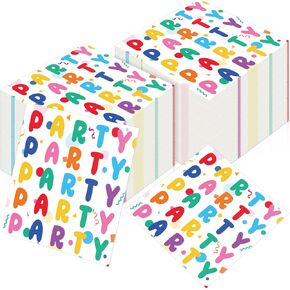 100 Pcs Party Napkins Disposable Rainbow Party Napkins Birthday Party Supplies Dot Cocktail Beverage Napkins for Festival Holiday Wedding Baby Shower Tableware Party Supplies