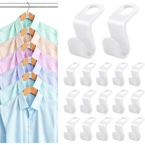 100 PCS Hanger Connector Hooks, Hangers Space Saving, Hanger Hooks, Hanger Clips for Plastic Hangers(5 Color)