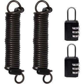 Sydien 4.9Ft Self-Coiling Security Cable Lock with Combination, 2.5mm Thickness Extensible Wire Lock Cable with Double Loops and Vinyl Cover Coated for Luggage, Bike, Gate, Fence (Red, 2 Pack)