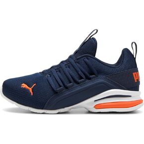 PUMA Axelion Mesh Sneaker, Club Navy-Flame Flicker White, 6 US Unisex Big Kid