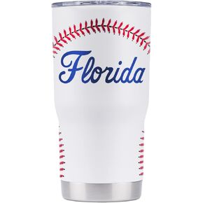 Gametime Sidekicks Florida 20oz White Tumbler - Officially Licensed, 18/8 Stainless Steel, Double-walled, Vacuum-insulated, UV LED Printed Logos, Sweatless, Stays Hot/Cold - Baseball Full Wrap in Saudi Arabia
