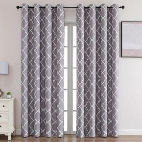 Blackout Curtains, 63 Inch Length 2 Panels Set for Living Room, Noise Reducing Window Treatment Thermal Insulated Drapes, Moroccan Style,Coffee, W 52xL 84 Inch