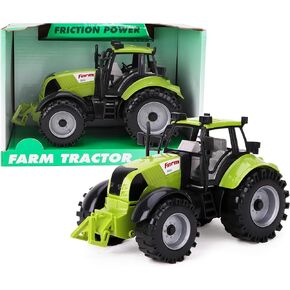 Toyland Friction Powered Farm Tractor with Opening Bonnet - Red, Green, Blue or Pink (Blue)
