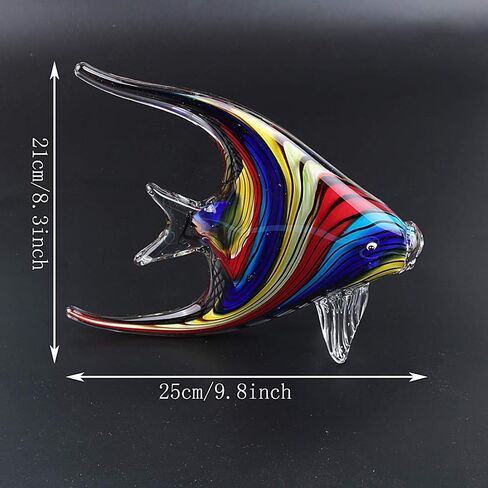 Hophen فن الزجاج الكريستال الاستوائية الملاك ابتلاع الأسماك في مهب اليدوية البحر الحيوان تمثال النحت ديكور المنزل تحصيل تمثال ورقة الوزن هدية زخرفة (قوس قزح) in Kuwait