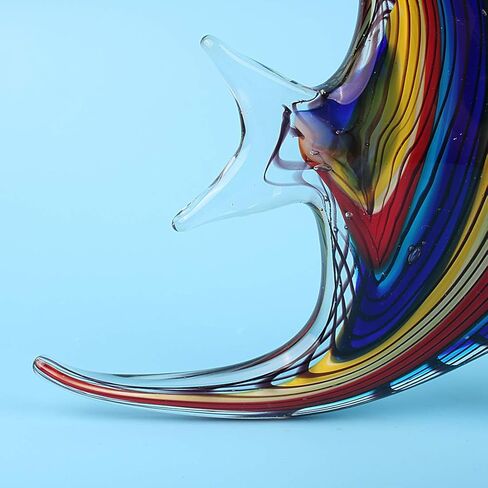 Hophen فن الزجاج الكريستال الاستوائية الملاك ابتلاع الأسماك في مهب اليدوية البحر الحيوان تمثال النحت ديكور المنزل تحصيل تمثال ورقة الوزن هدية زخرفة (قوس قزح) in Kuwait