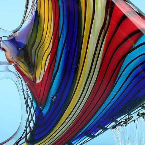 Hophen فن الزجاج الكريستال الاستوائية الملاك ابتلاع الأسماك في مهب اليدوية البحر الحيوان تمثال النحت ديكور المنزل تحصيل تمثال ورقة الوزن هدية زخرفة (قوس قزح) in Kuwait