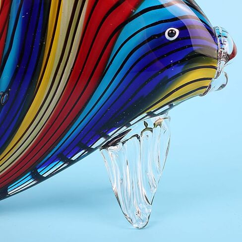 Hophen فن الزجاج الكريستال الاستوائية الملاك ابتلاع الأسماك في مهب اليدوية البحر الحيوان تمثال النحت ديكور المنزل تحصيل تمثال ورقة الوزن هدية زخرفة (قوس قزح) in Kuwait