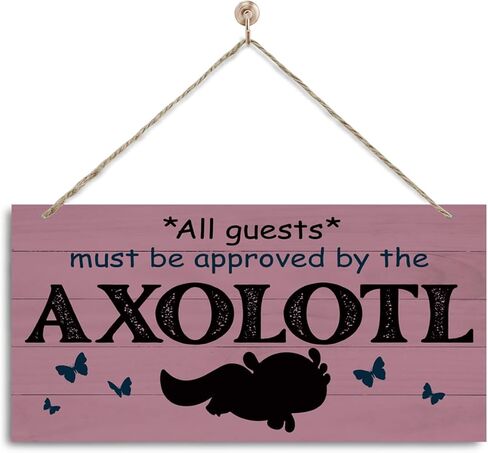 Axolotl Sign, Rustic Door Sign, Novelty Door Gate Hanger, Decorative Wall Plaque, Front Door Wall Decor for Porch, Axolotl Lover Home Decor, All Guests Must Be Approved By the Axolotl Sign in Kuwait